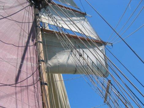 The sails on a tall ship